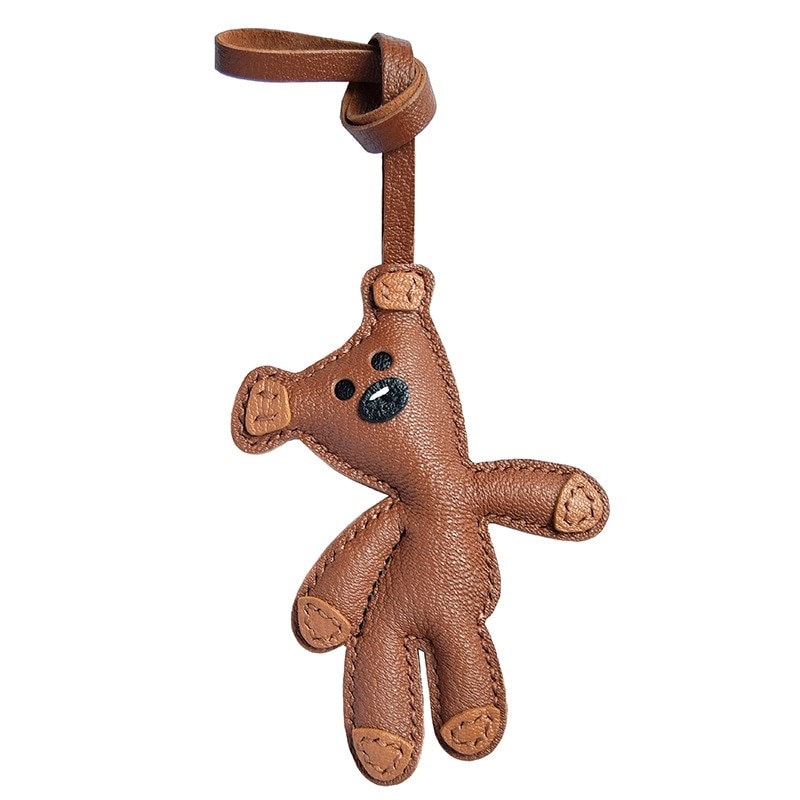 Mr. Bean Teddy Keychain Leather Bear Keychain for Designer Handbag