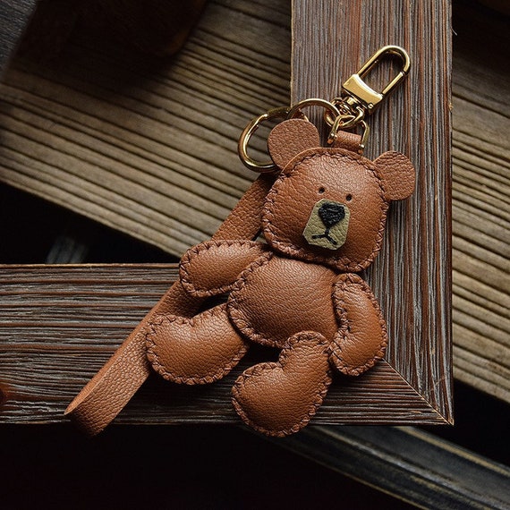 Designer Teddy Bear Keychain Leather Bear Keychain for 