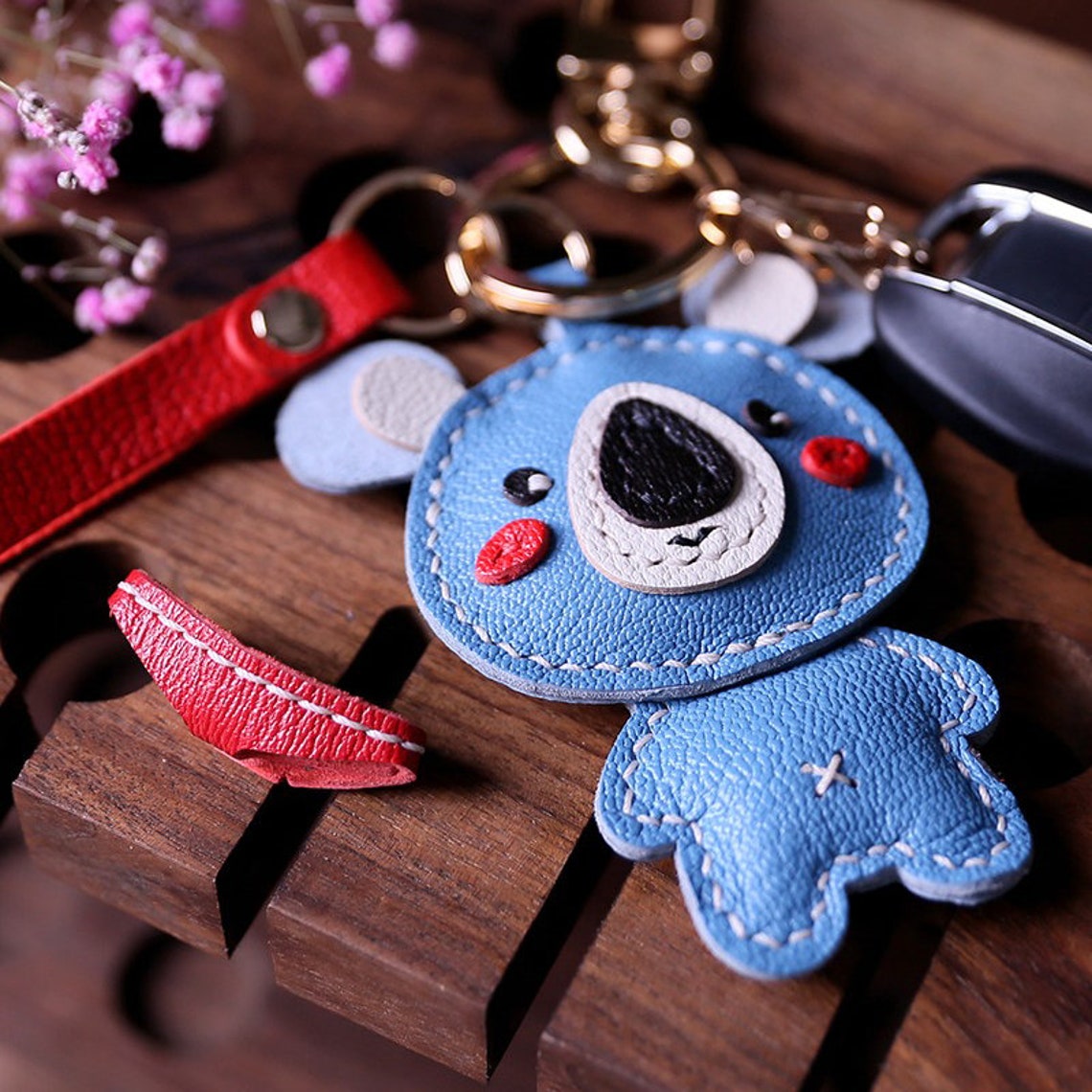 Leather Bear Keychain Luxury Keychain for Designer Bag Etsy