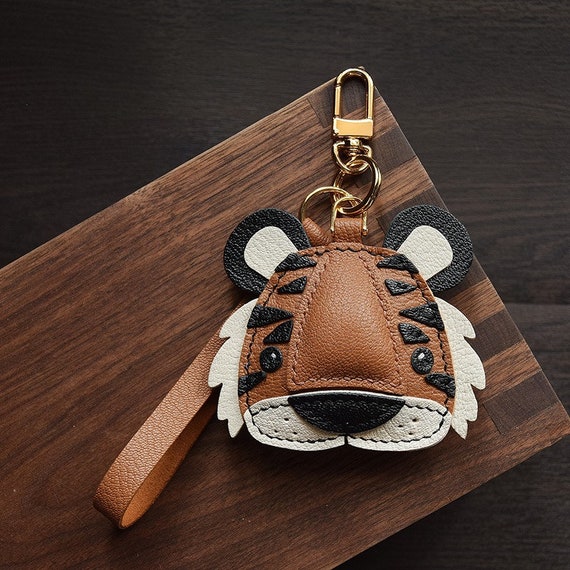 Designer Tiger Leather Keychain Leather Keychain for Women Leather