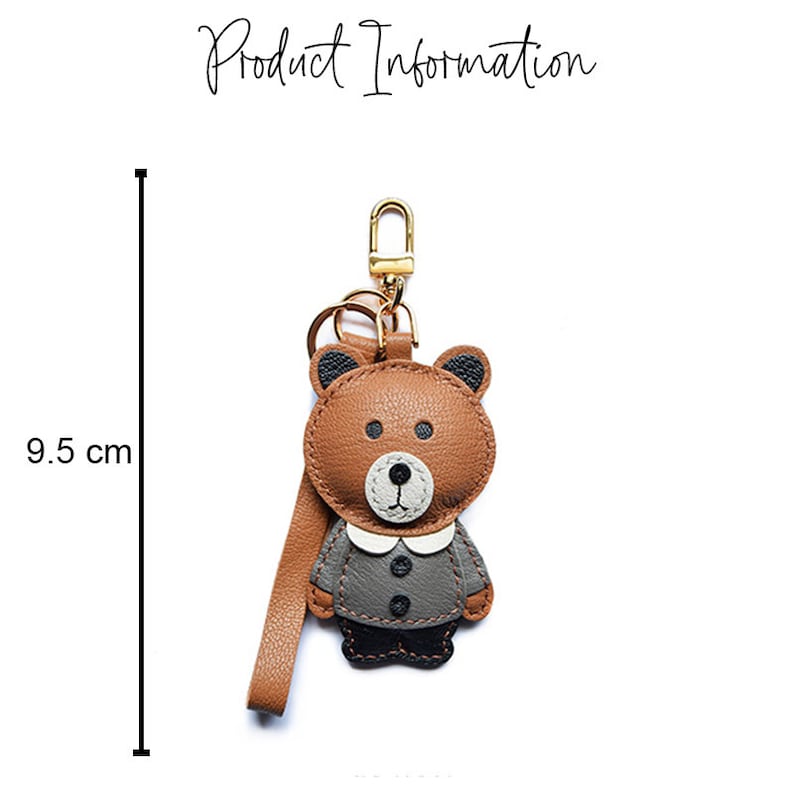 Luxury Teddy Bear Keychain Leather Bear Keychain for Designer Bag