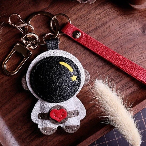 SummerTimeAcessories Designer Astronaut Leather Keychain | Leather Keychain for Women | Astronaut Keychain | Keychain for Duffle Bags and Tote Bags | Bag Charm