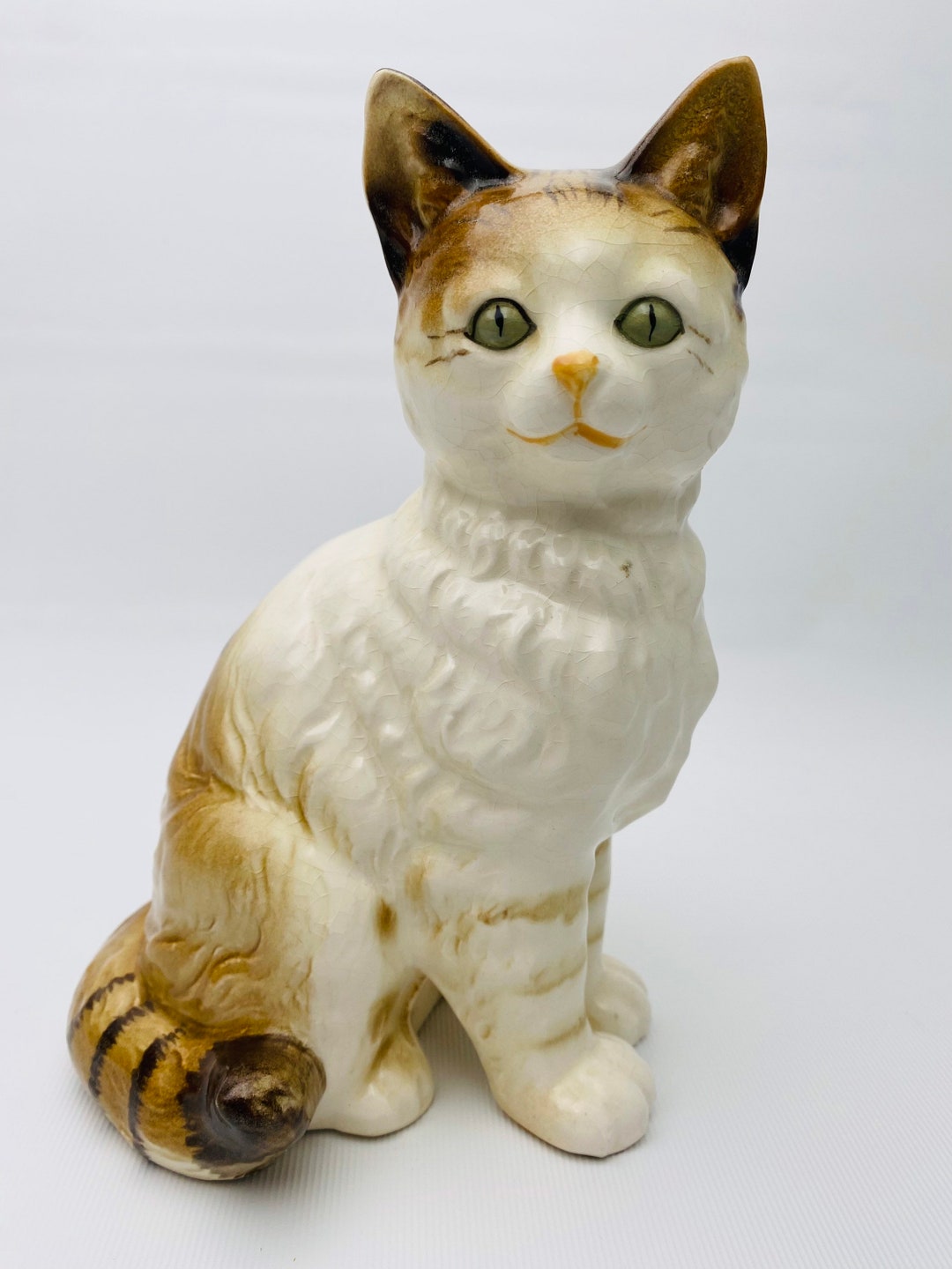 Vintage Nippon Yoko Boeki Cat Figurine Vintage Tabby Cat Figure Brown