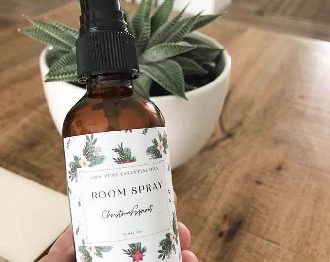 INSTANT DOWNLOAD Printable Christmas Spirit Room Spray Label DIY Gift