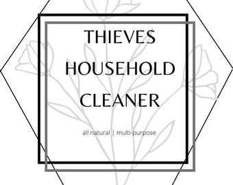 INSTANT DOWNLOAD | geometric floral Thieves household cleaner label | 3.5in x 5in label | pdf thieves label | jpg thieves label