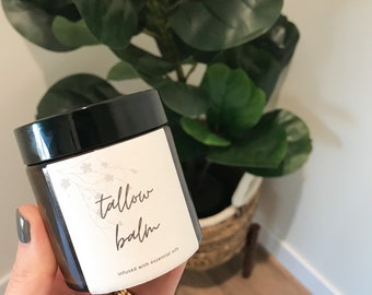 INSTANT DOWNLOAD | 2 X 2 in floral tallow balm labels | 4 oz tallow moisturizer | pdf tallow balm label