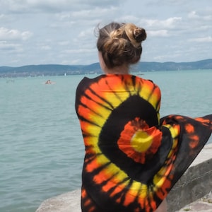 Rave Pashmina with Fringe, Handmade Tie Dye Shawl for Festival Headbangers and Ravers, Women and Men, EDM, Dubstep, Soft Woven Wool