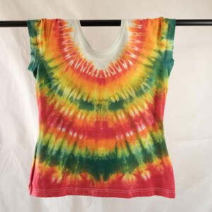 Camiseta Boho Batik, camiseta tie-dye hecha a mano, talla M para mujer.