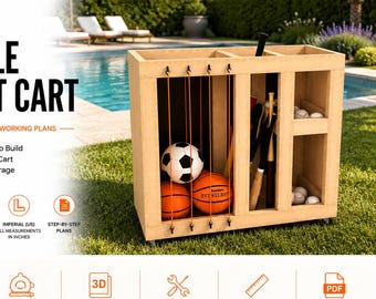 DIY Sports Equipment Cart Plans | Mobile Woodworking Storage Plans (PDF Download)