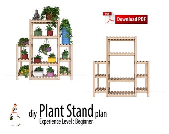 DIY Wooden Plant Stand Plan, Indoor Outdoor (PDF Pattern)
