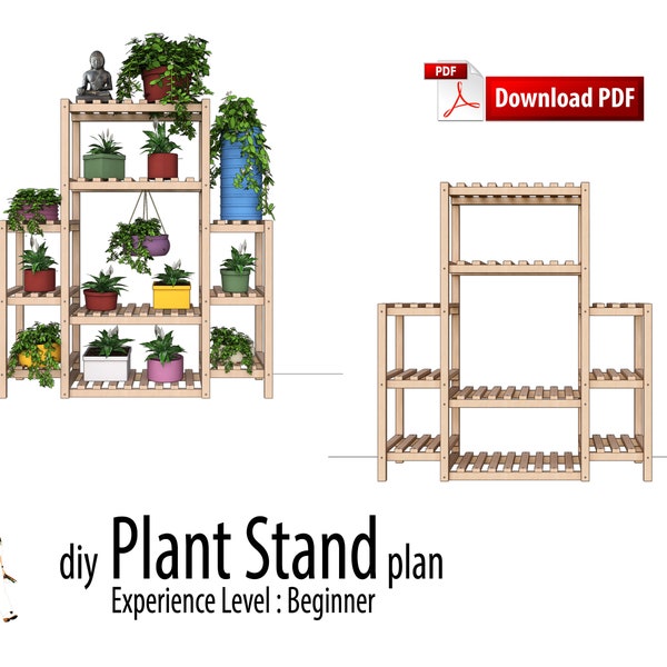Diy Plant Stand Woodworking Plan, Flower Stand, Indoor, Outdoor, Wood Pattern, How To Build Plan