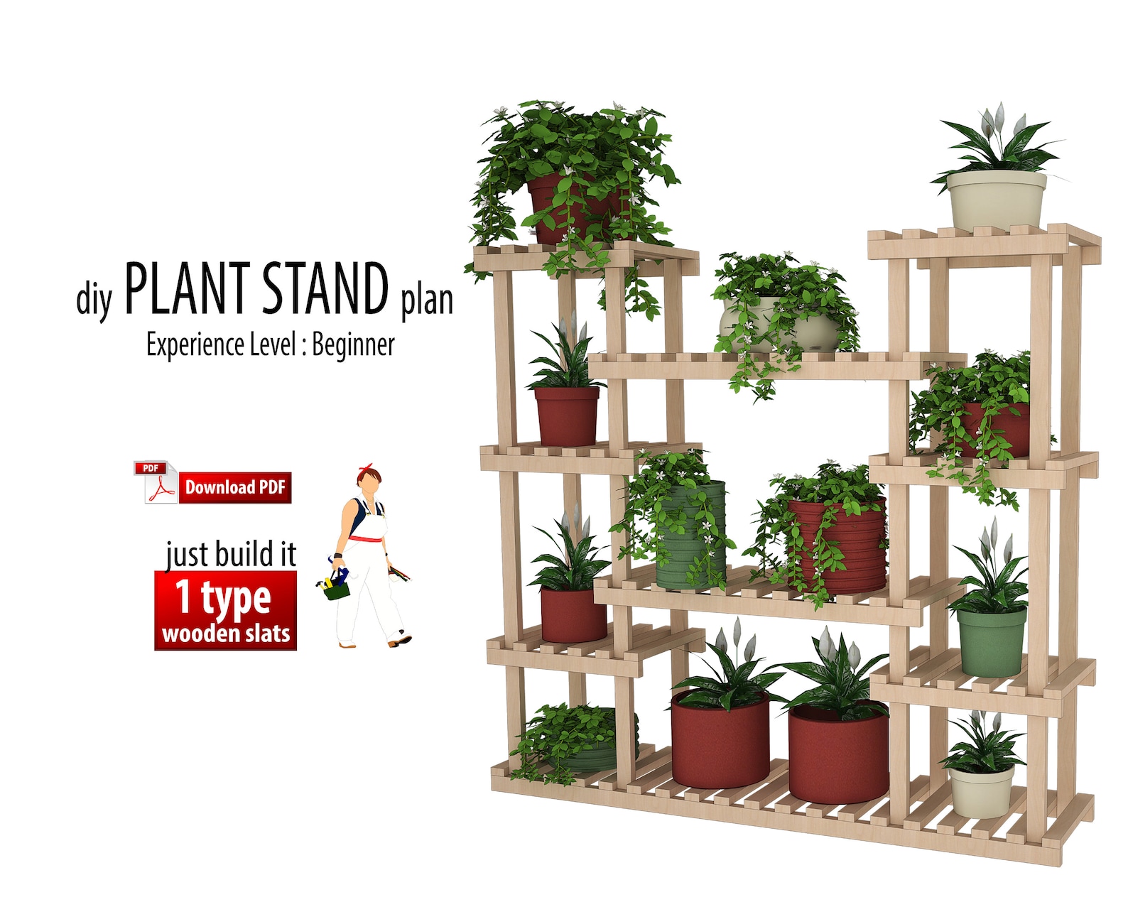 Diy Tall Plant Stand Woodworking Plan Flower Stand Indoor Etsy