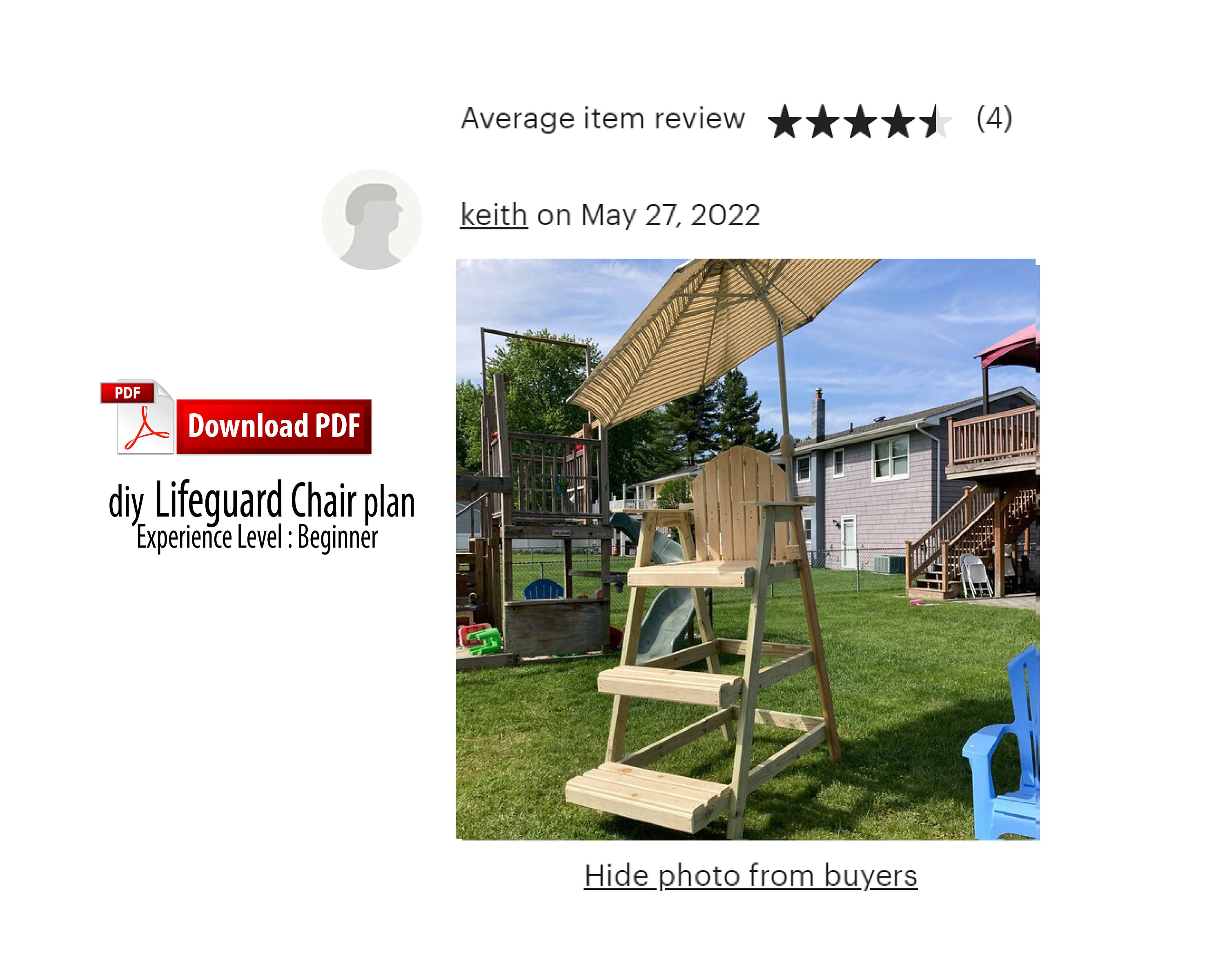 Diy Lifeguard Chair Station Digital Woodworking Diy Plan Tall Etsy