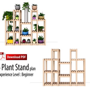 Diy Plant Stand Woodworking Plan, Flower Stand, Indoor, Outdoor, Wood Pattern, How To Build Plan
