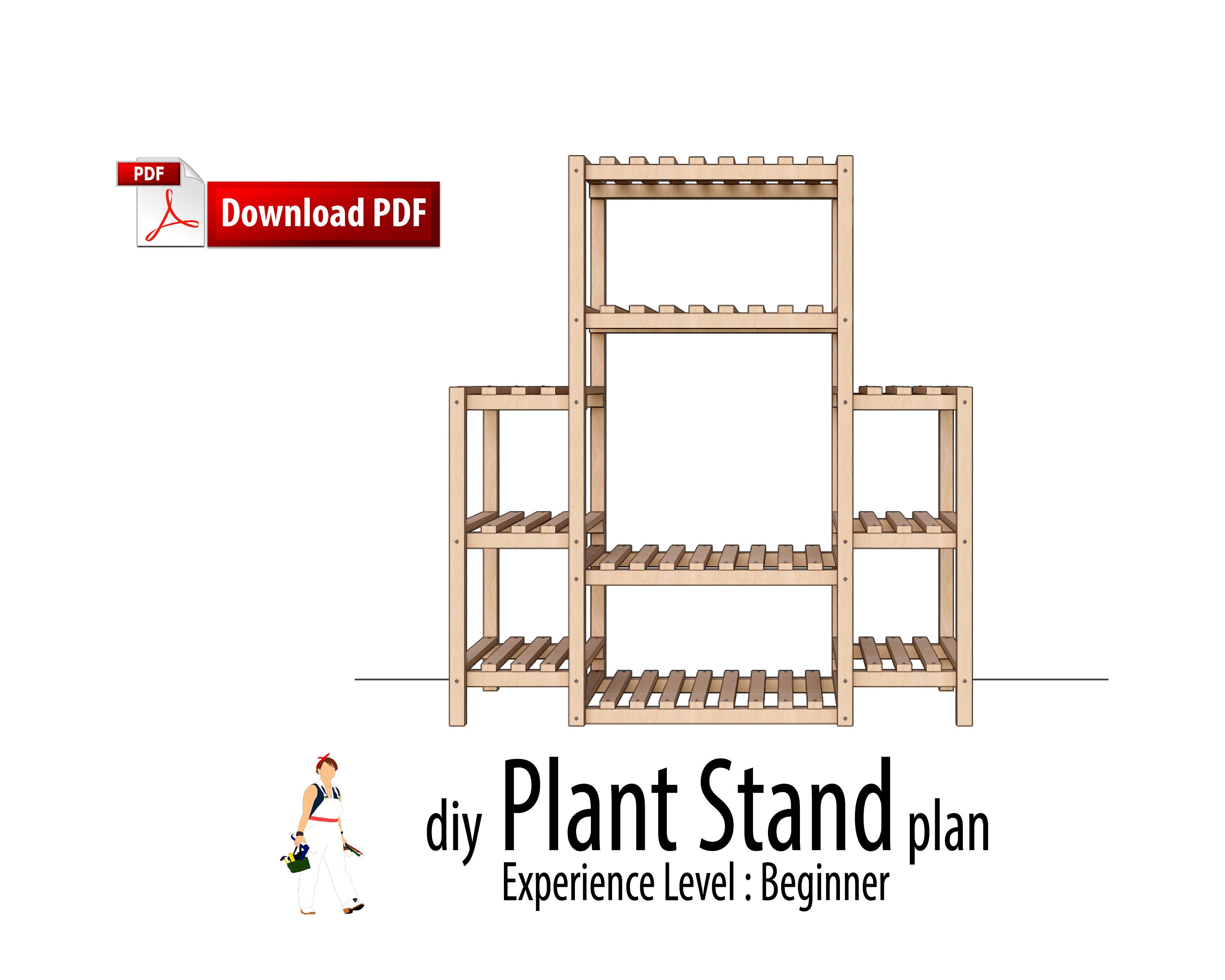 Diy Plant Stand Woodworking Plan Flower Stand Indoor Etsy