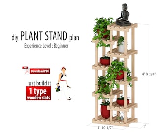 Diy Tall Plant Stand Woodworking Plan, Flower Stand, Indoor, Outdoor, Wood Pattern, How To Build Plan