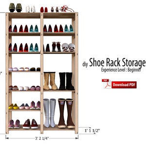 DIY Shoe & Boot Rack Plans PDF | Entryway Storage Shelf | Printable Woodworking Plans | Instant Download image 6