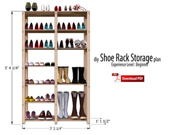 Diy Wood Shoe and Boots Rack Shelf Storage Organizer Woodworking Digital Plan Etsy