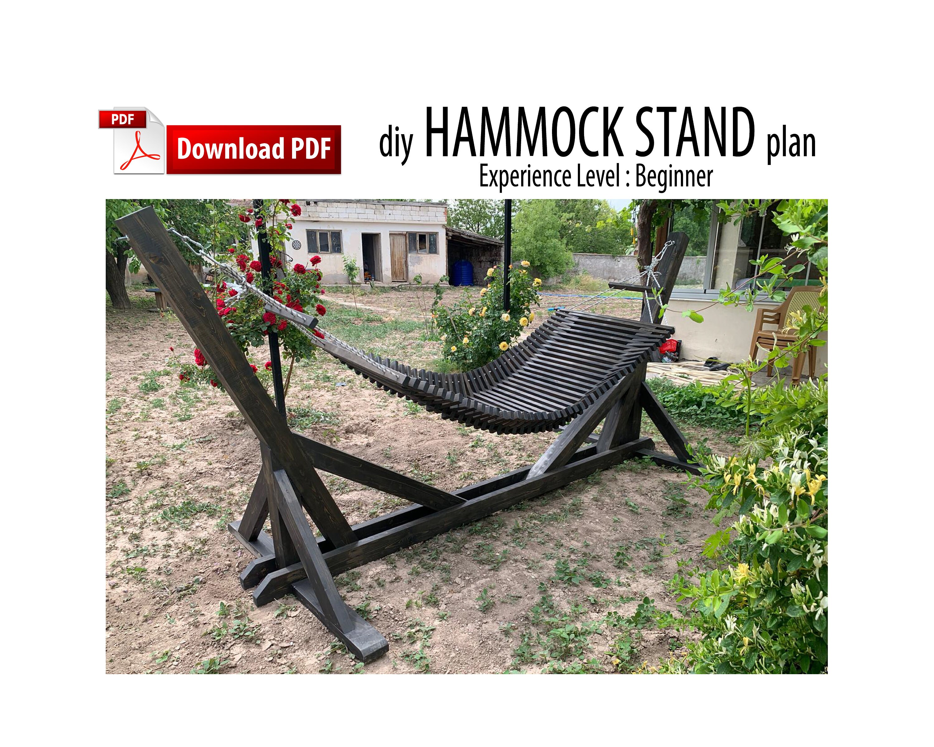 Diy Hammock Stand Plans for Garden, Build Plans (imperial - US Standard  Lumber Sizes) - Etsy Israel, image size:3000x2400