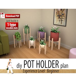 Diy Pot Holder Set Plan, Plant Stands Set, Flower Holders Set, Indoor, Outdoor, Woodworking plan