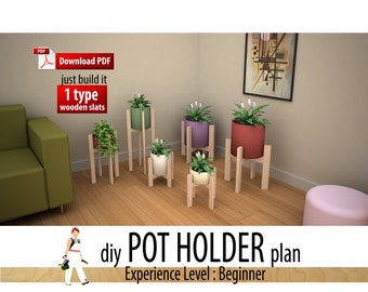 Diy Pot Holder Set Plan, Plant Stands Set, Flower Holders Set, Indoor, Outdoor, Woodworking plan