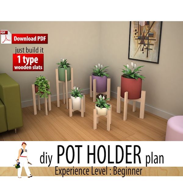 Diy Topflappen Set Plan, Pflanzenständer Set, Blumenhalter Set, Indoor, Outdoor, Holzbearbeitungsplan