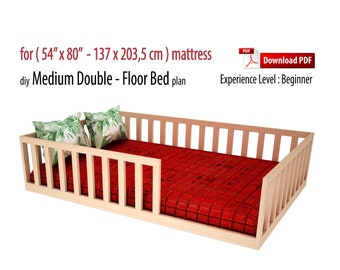 Double Montessori Floor Bed DIY Plan with Slats (PDF Download)