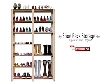 Diy Wood Shoe and Boots Rack Shelf Storage Organizer Woodworking Digital Plan