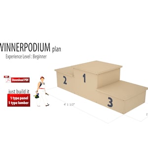 Plano de podio de la victoria para ganadores de premios de bricolaje, juego de jardín con césped en el patio, podio para el 1.er, 2.o y 3.er lugar, cómo construir un PDF de carpintería