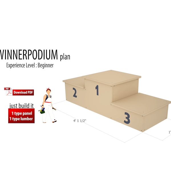 Diy Winner Award Victory Podium Stand Podium Stairs Plan, Yard Lawn Garden Game, 1.