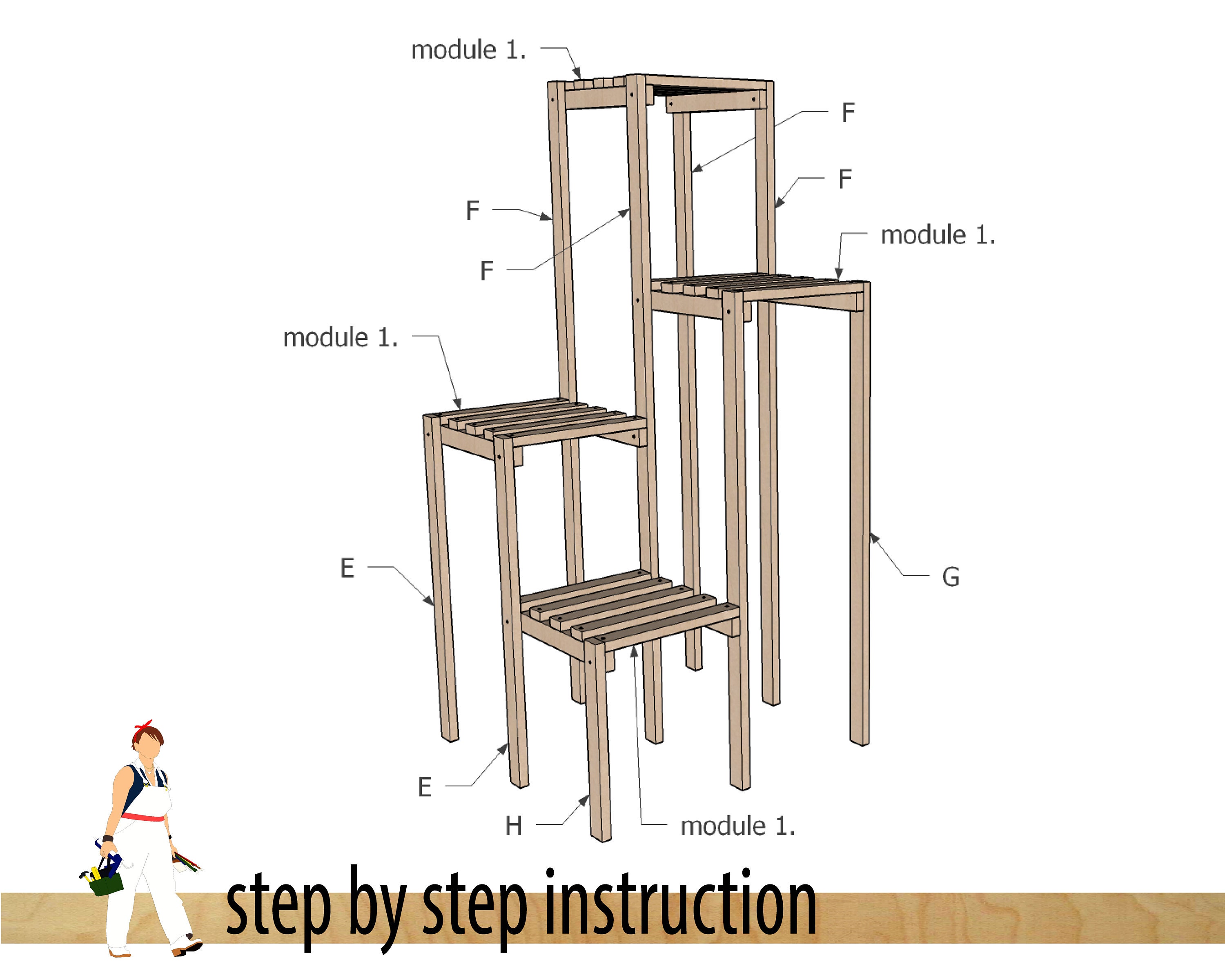 Diy Tall Plant Stand Woodworking Plan Flower Stand Indoor Etsy