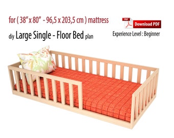 DIY Large Single Montessori Floor Bed Plan (PDF)