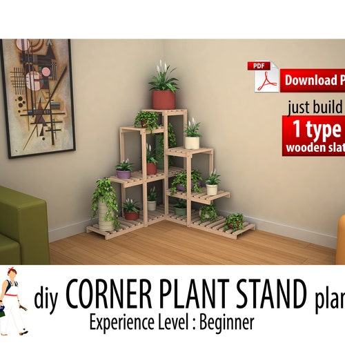 Diy Corner Plant Stand Woodworking Plan Flower Stand Indoor Etsy UK