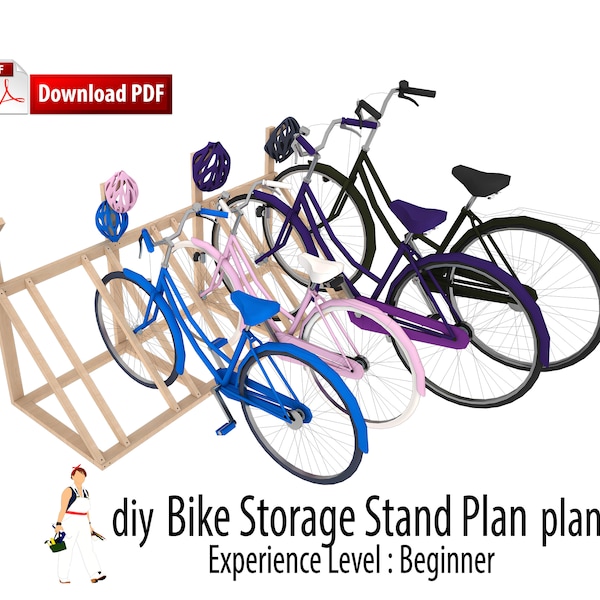 Support de stockage de support de vélo de bricolage pour le plan de pdf de travail du bois de garage