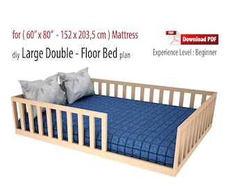 Large Double Montessori Floor Bed DIY Plan (PDF)