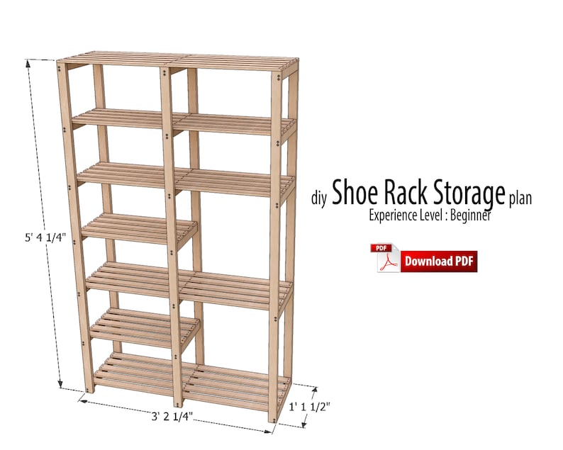 DIY Shoe & Boot Rack Plans PDF | Entryway Storage Shelf | Printable Woodworking Plans | Instant Download image 4