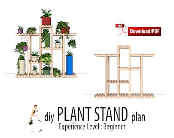 DIY Plant Stand Woodworking Plan, Indoor Outdoor (PDF)