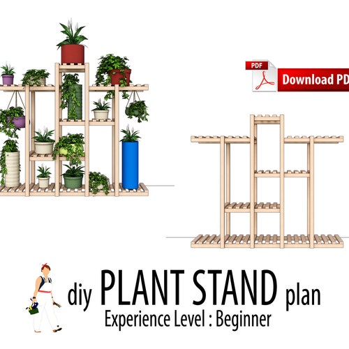 DIY Wooden Plant Stand Plans | Multi-Tier Indoor Outdoor (PDF Download)