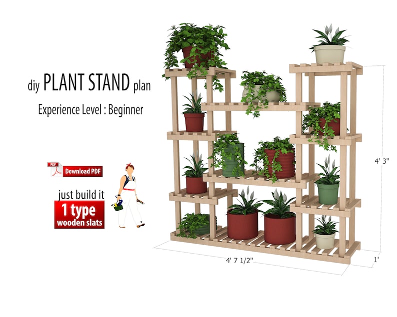 Diy Tall Plant Stand Woodworking Plan Flower Stand Indoor Etsy