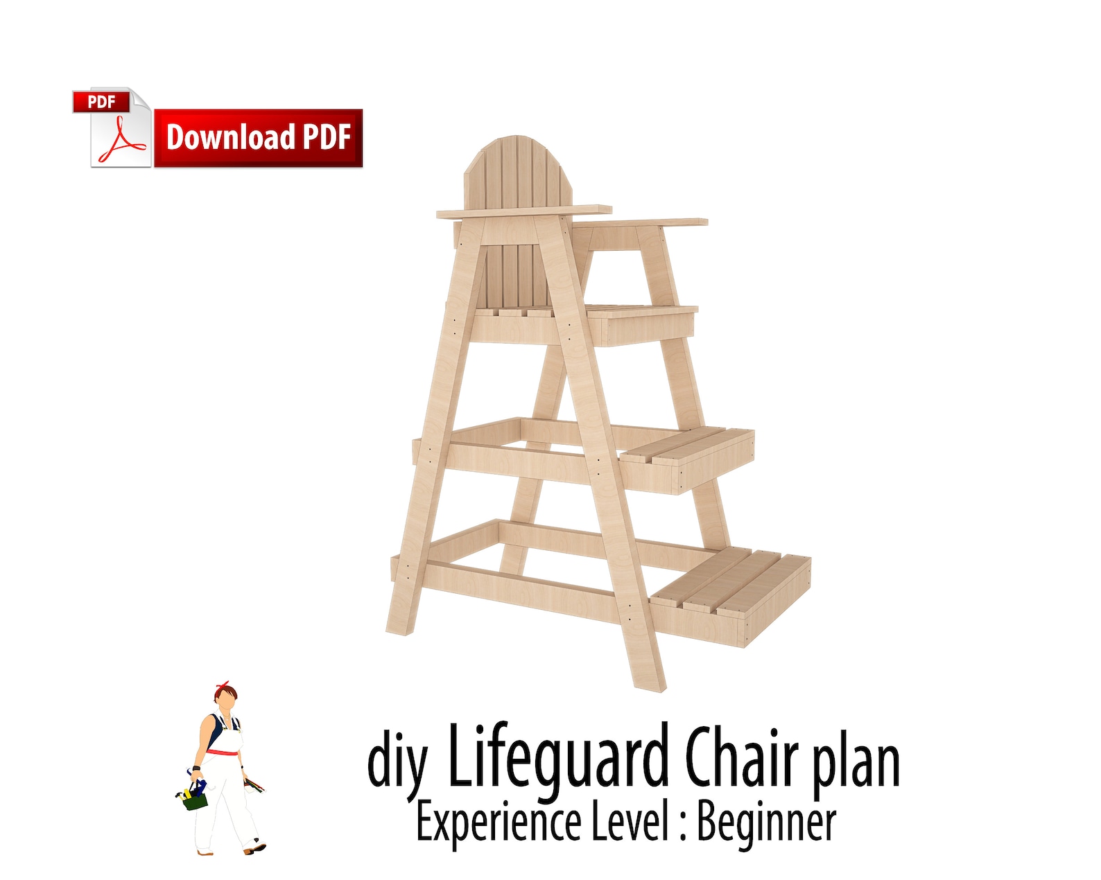 Diy Lifeguard Chair Station Digital Woodworking Diy Plan, Tall Chair