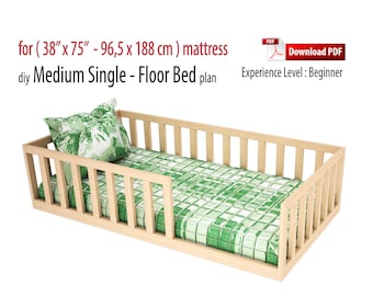 DIY Medium Single Montessori Floor Bed Plan (PDF)