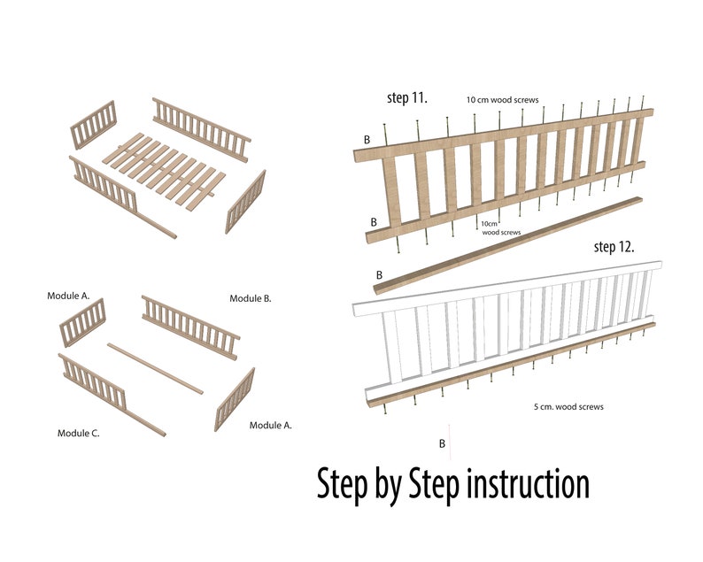 Crib Montessori Toddler Floor Bed Woodworking Diy Plan Bed Etsy