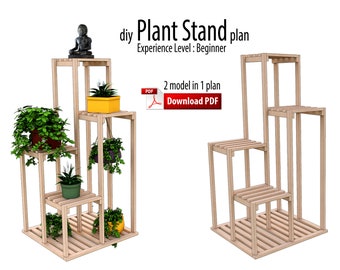 Diy Tall Plant Stand Woodworking Plan, Flower Stand, Indoor, Outdoor, Wood Pattern, How To Build Plan