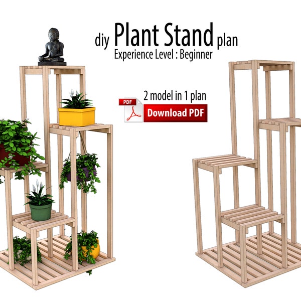 Diy hoge plantenstandaard houtbewerkingsplan, bloemenstandaard, binnen, buiten, houtpatroon, hoe plan te bouwen