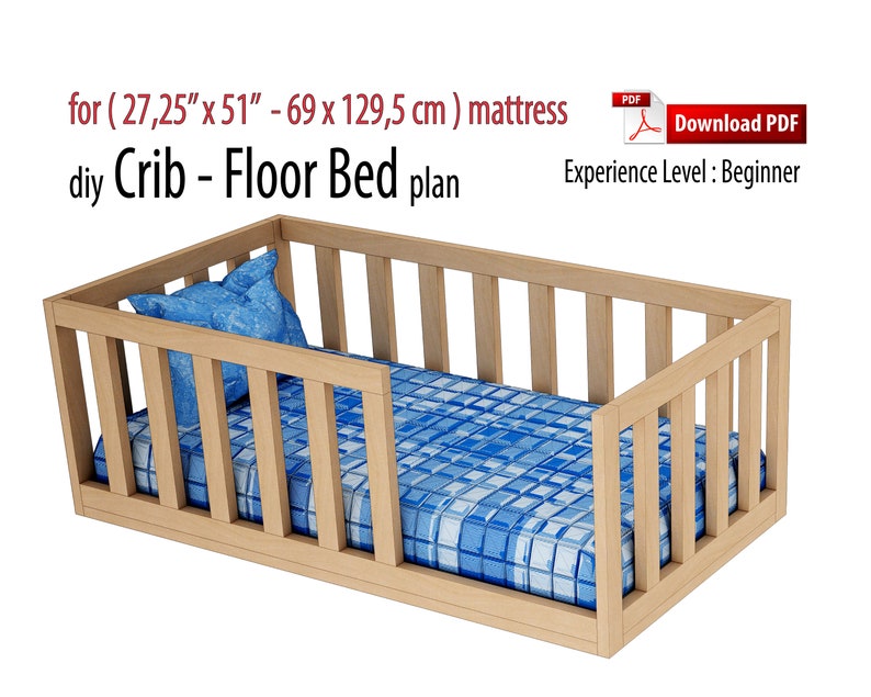 Crib Montessori Toddler Floor Bed Woodworking Diy Plan Bed Etsy