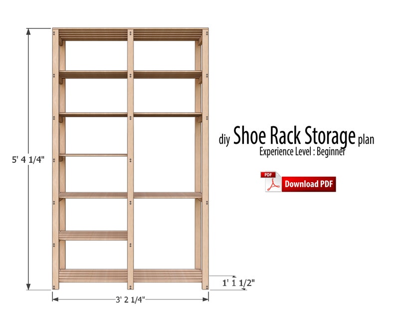 DIY Shoe & Boot Rack Plans PDF | Entryway Storage Shelf | Printable Woodworking Plans | Instant Download image 2