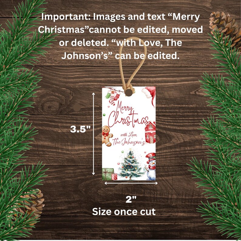 Editable Christmas Gift Tags – Printable PDF Template (canva Editable ...