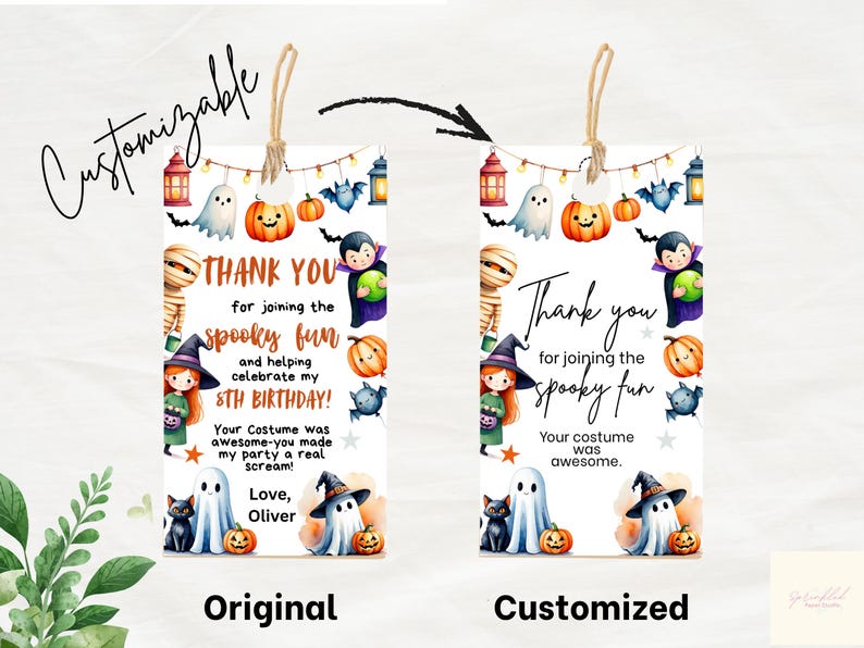 Editable Halloween Birthday Thank You Tags – Printable Favor Labels ...
