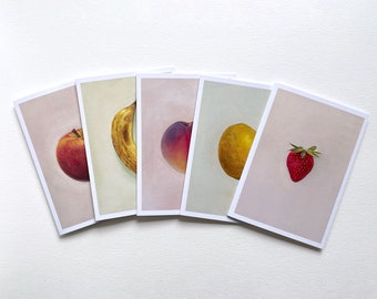 Fruit Bundle of 5 Cards for Any Occasion | Holiday Postcard Gift | Food Lover Birthday Card | Vegetable Wall Art, Illustration