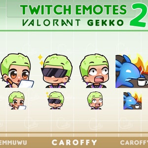 Cute Valorant Gekko Emotes / Set 2 / Twitch, Discord, Youtube